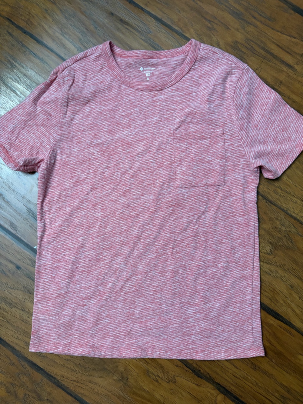 Kids Short Sleeve Heathered Red Pocket Tee Size Small (8)